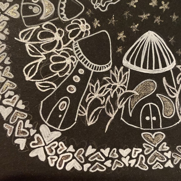 Unframed Original Art Mushroom Village by Starlight Mandela Illustration - Picture 5 of 6